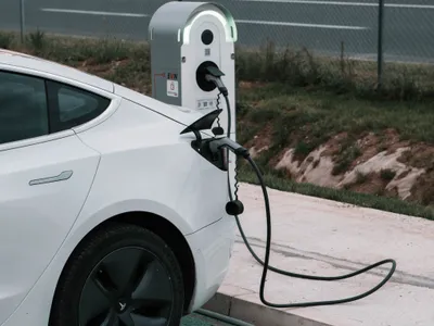 Tesla Model 3 Long Range charging at EVN station Macedonia