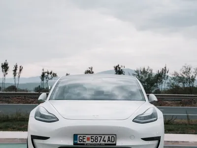 Tesla Model 3 Long Range front view — rental car Gevgelija Macedonia