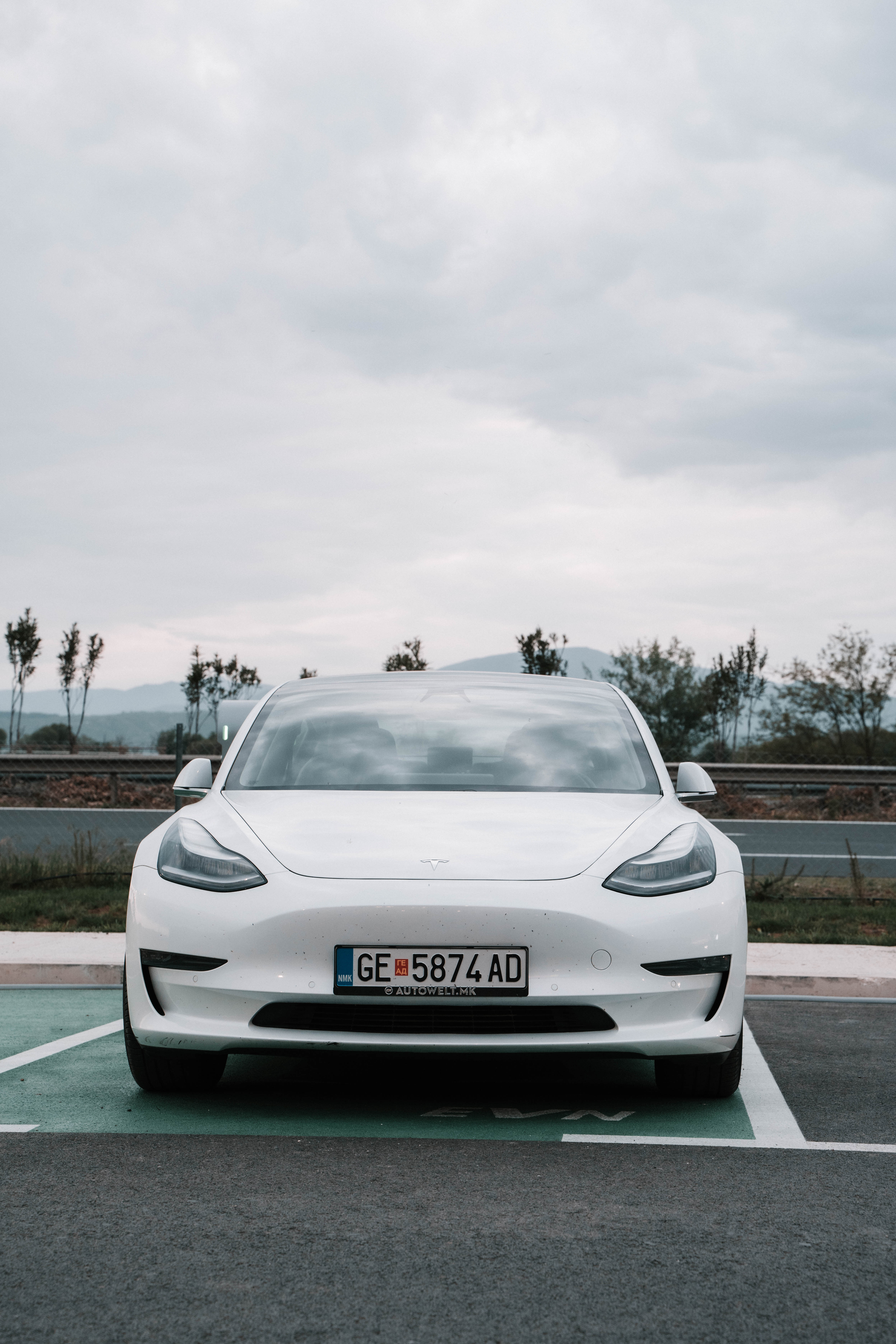 Tesla Model 3 Long Range front view — rental car Gevgelija Macedonia